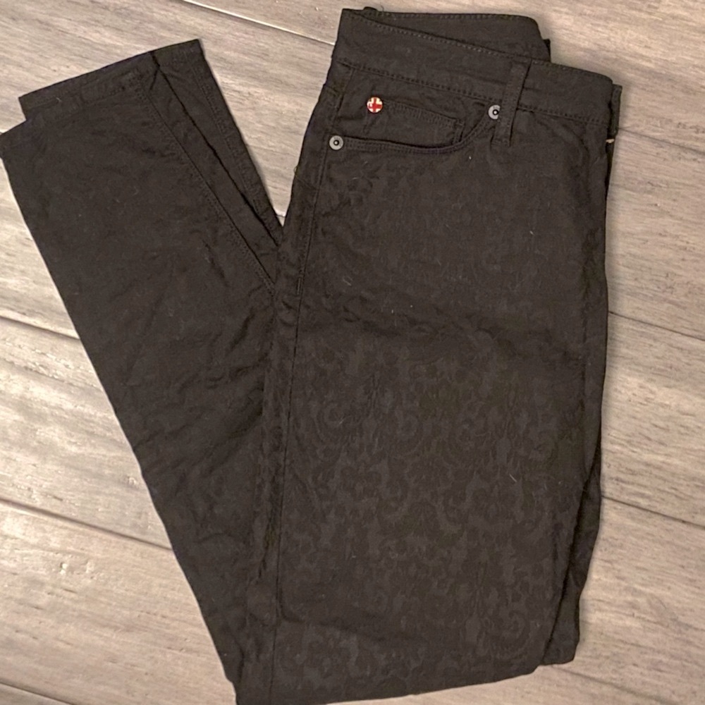 NWOT Hudson Nico mid rise super skinny jeans in black floral brocade